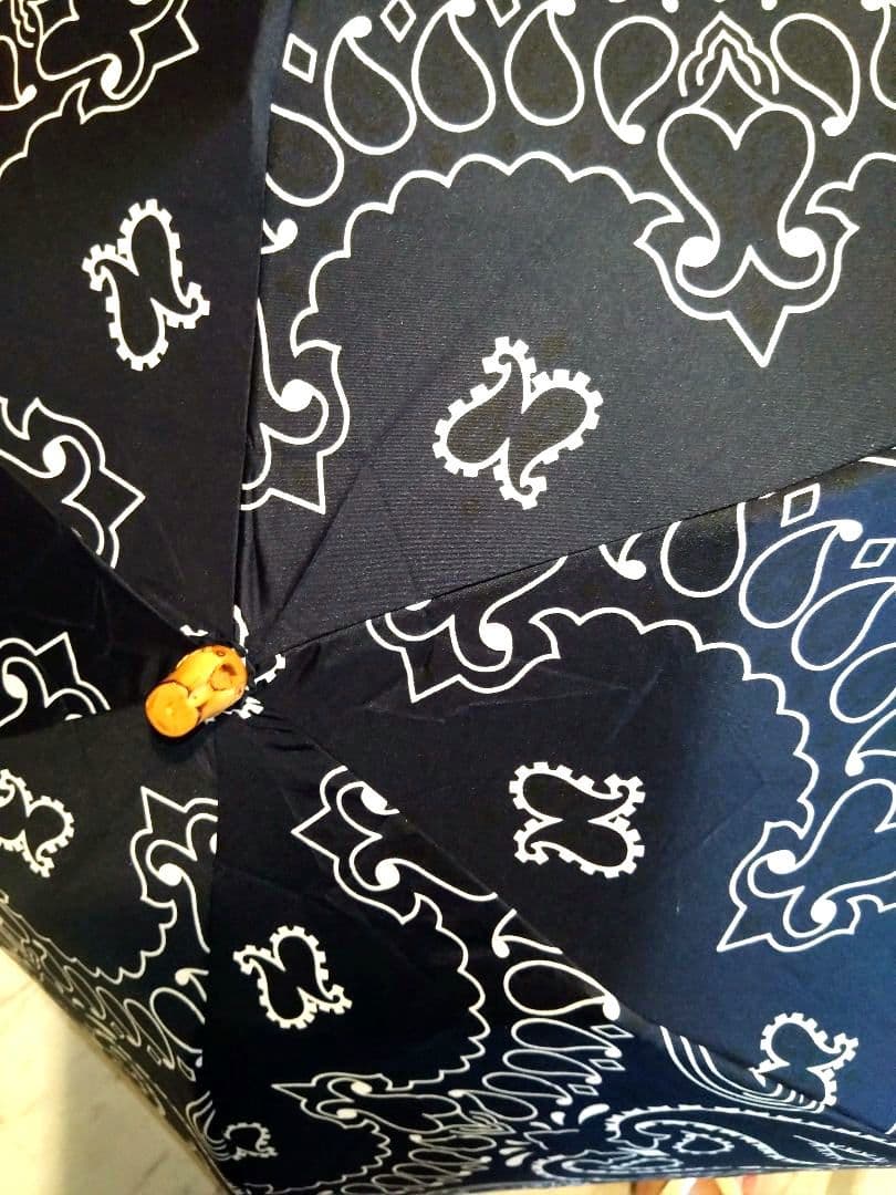 美品　マニプリ　日傘　折りたたみ　ペイズリー　ブラック