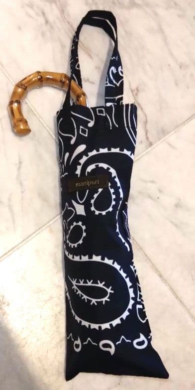 美品　マニプリ　日傘　折りたたみ　ペイズリー　ブラック