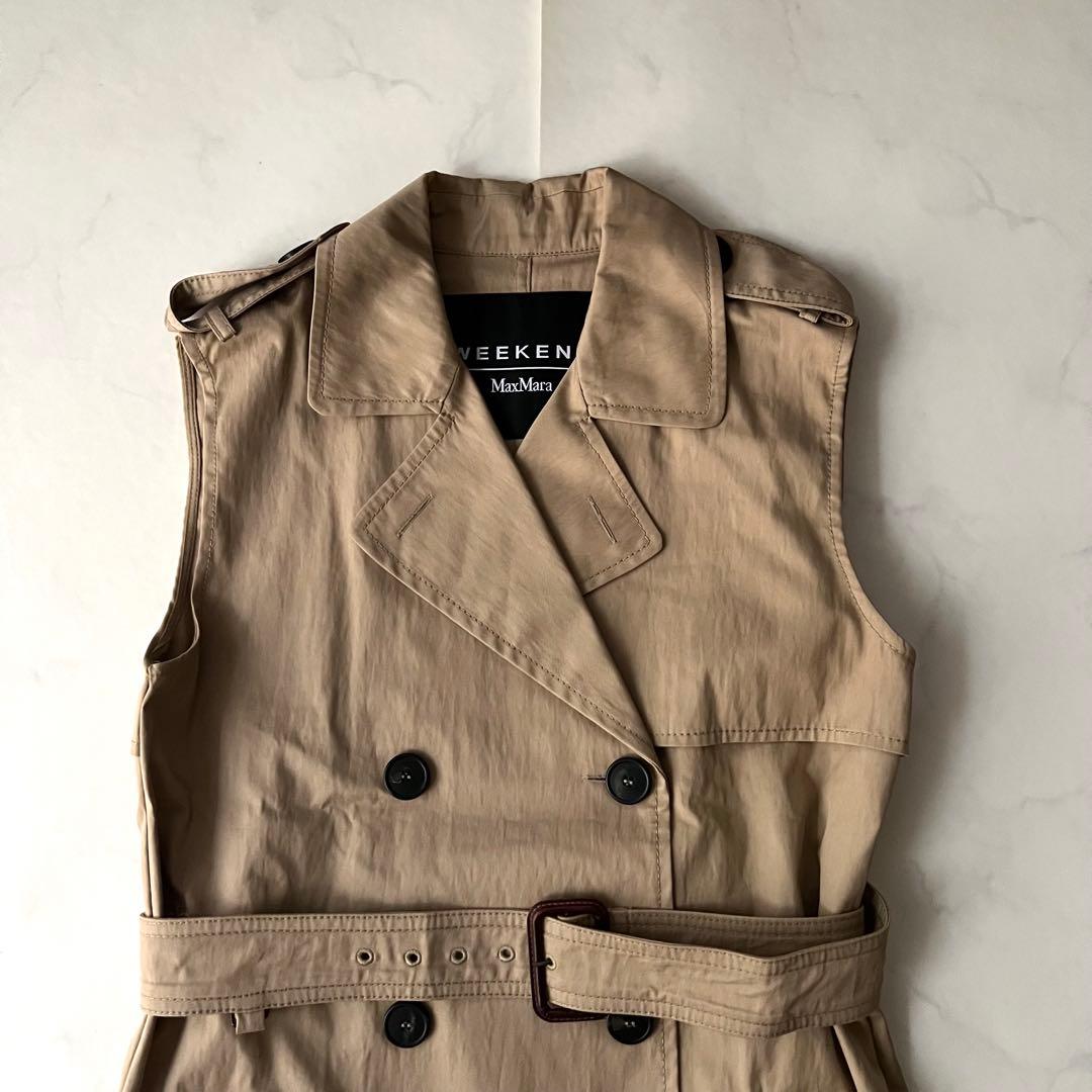 美品 ウィークエンドマックスマーラ ベスト ジレ トレンチコート ベルト付 現行