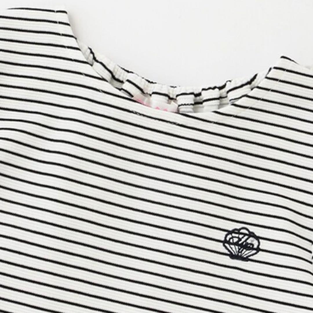 メゾピアノ リップルボーダー　セーラーカラーワンピース　120