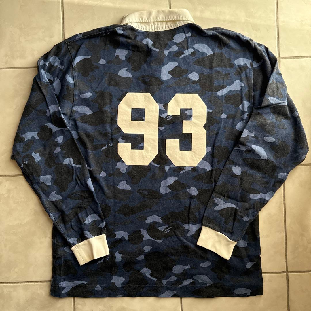 A BATHING APE 青カモ ラガーシャツ