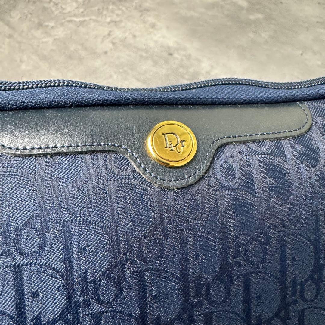 極美品 Christian Dior トロッター柄 セカンドバッグ ネイビー 紺
