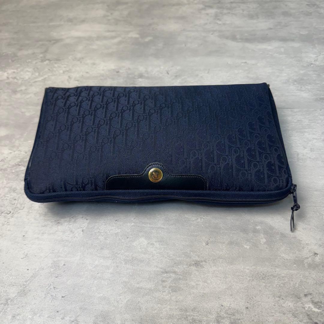 極美品 Christian Dior トロッター柄 セカンドバッグ ネイビー 紺