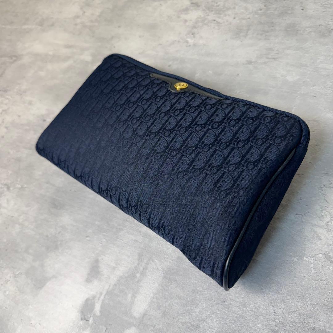 極美品 Christian Dior トロッター柄 セカンドバッグ ネイビー 紺