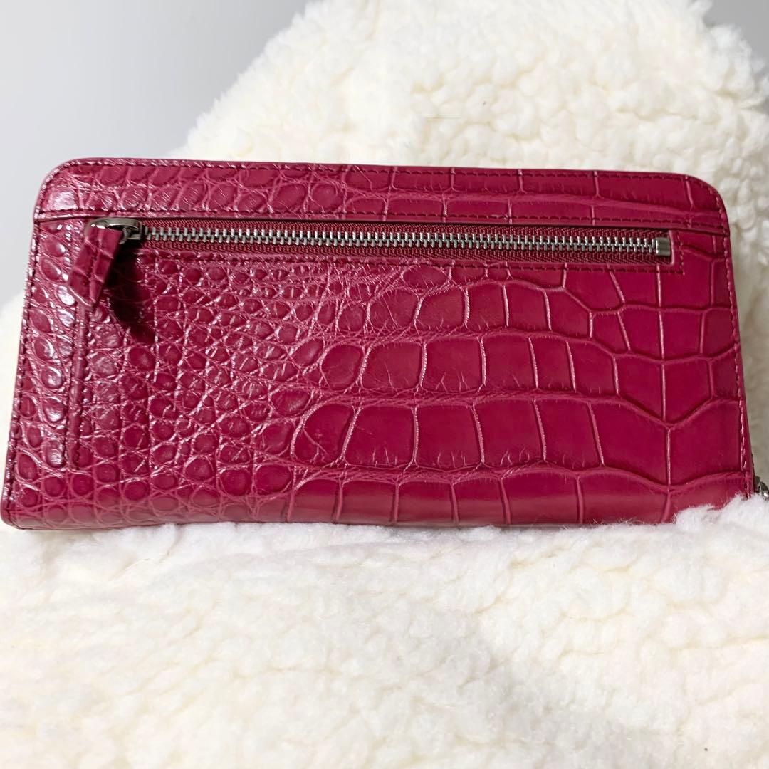 【未使用品】　クロコダイル　長財布　ワインレッド