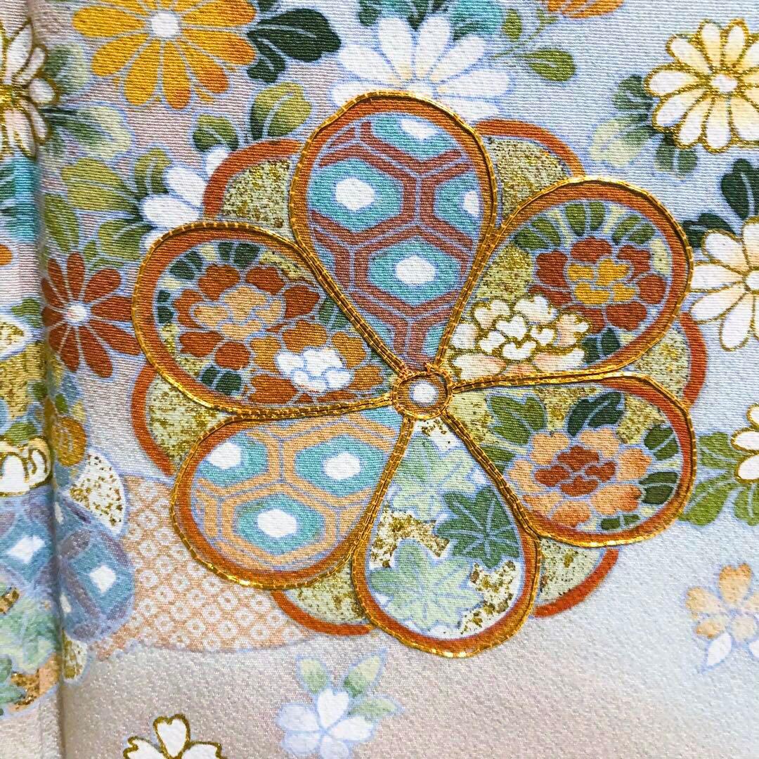 【美品　トールサイズ】京友禅　訪問着　水色　裄丈72.5 身丈173