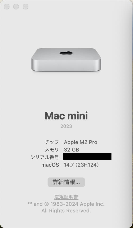 Mac mini M2 Pro - 12コアCPU 32GB 1TB 10GbE