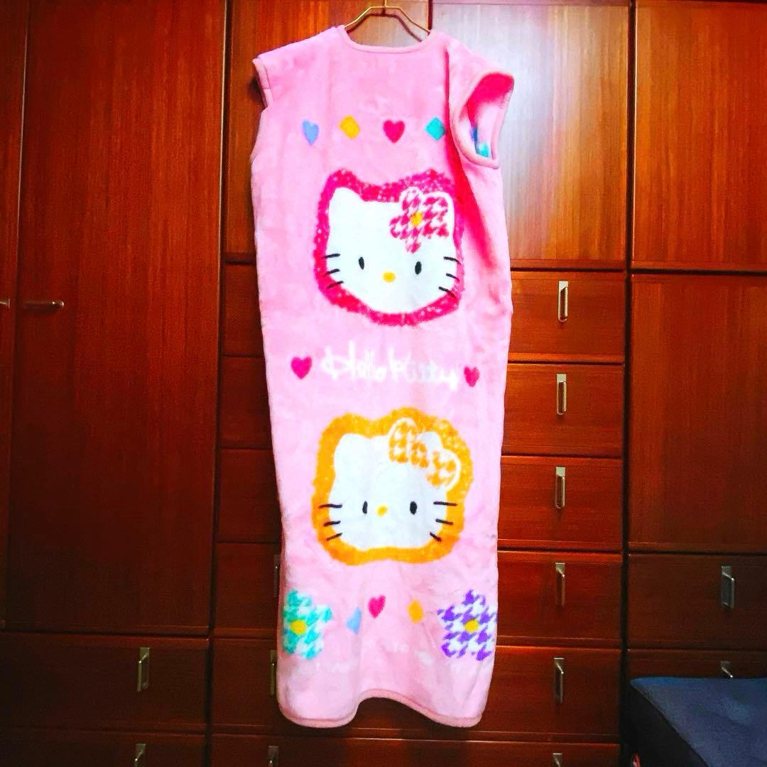 【レア】サンリオ☆ハローキティ☆平成☆レトロ☆着る毛布☆ベスト☆カオハナ☆ピンク