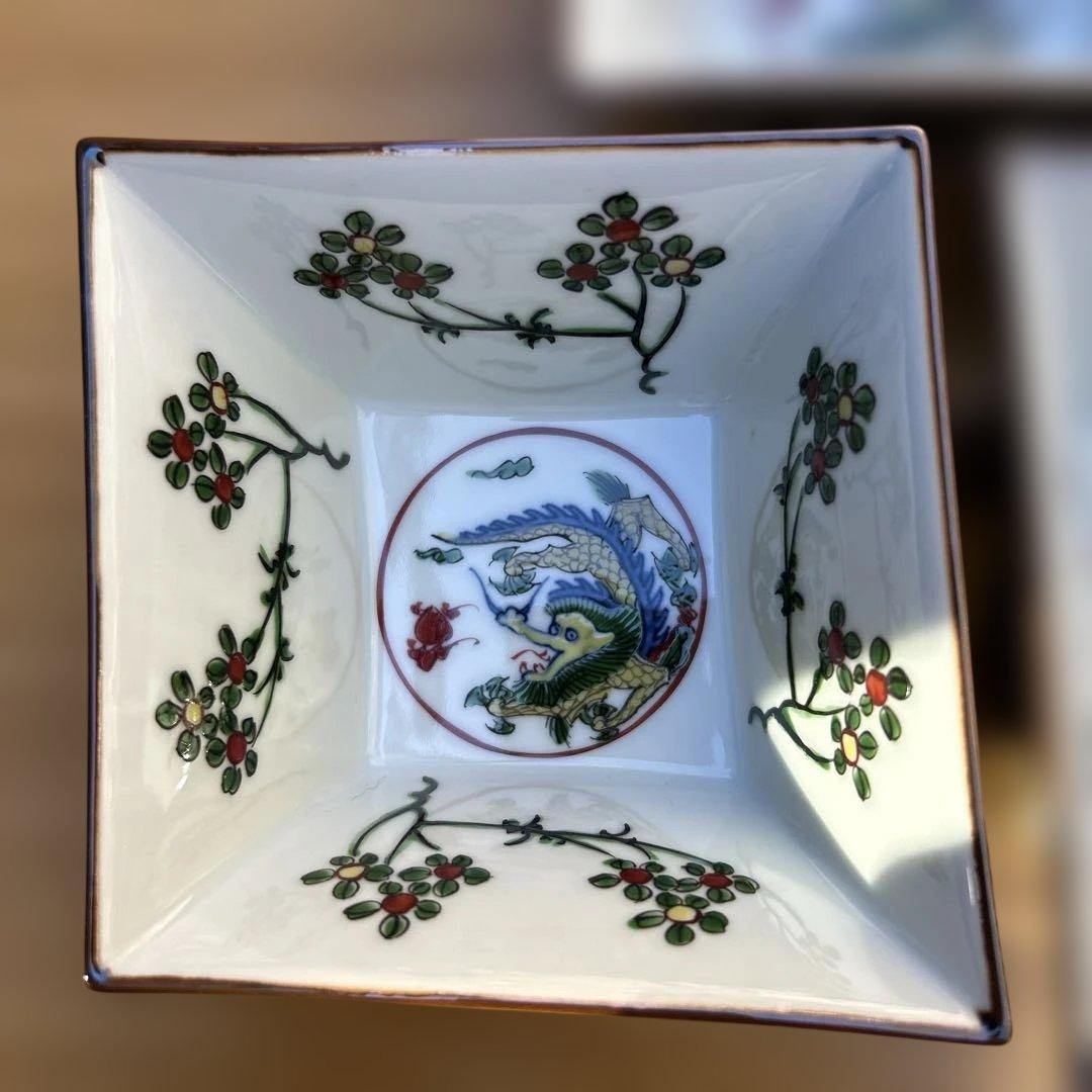 美品　源右衛門　小鉢 ドラゴン模様の 角型ボウル5枚セット