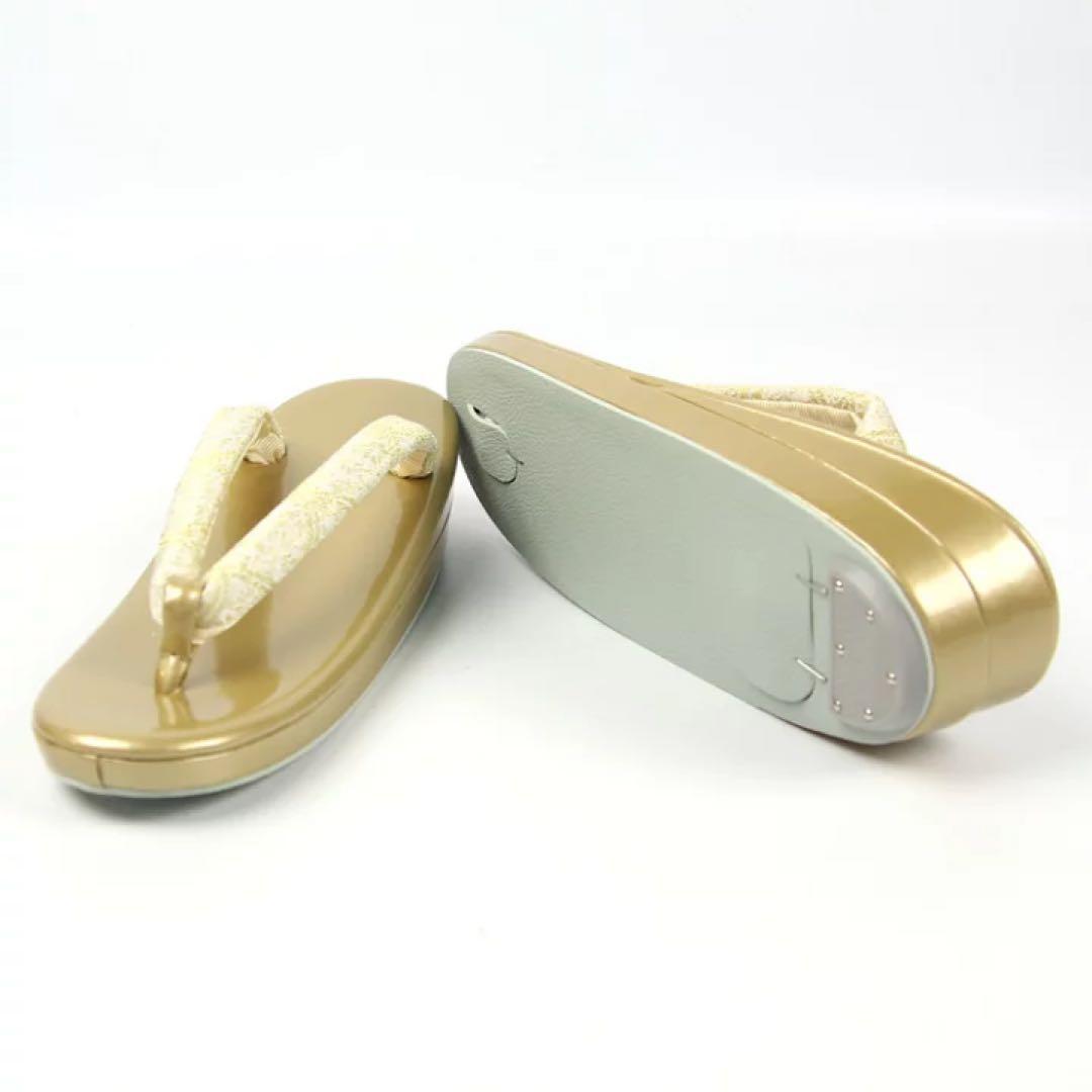 ☆新品未使用☆礼装用佐賀錦ゴールド系草履バッグセット　フリーサイズ　N53