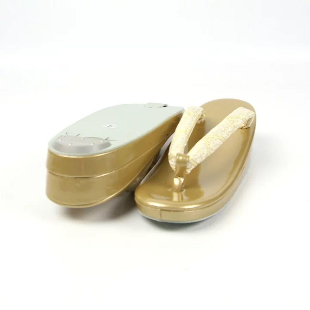 ☆新品未使用☆礼装用佐賀錦ゴールド系草履バッグセット　フリーサイズ　N53