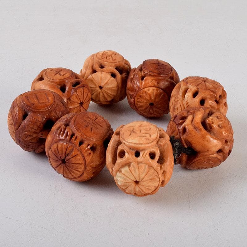 時代提げ物　木彫　干支　根付　トンボ玉　数珠　念珠　装飾品　N　8780