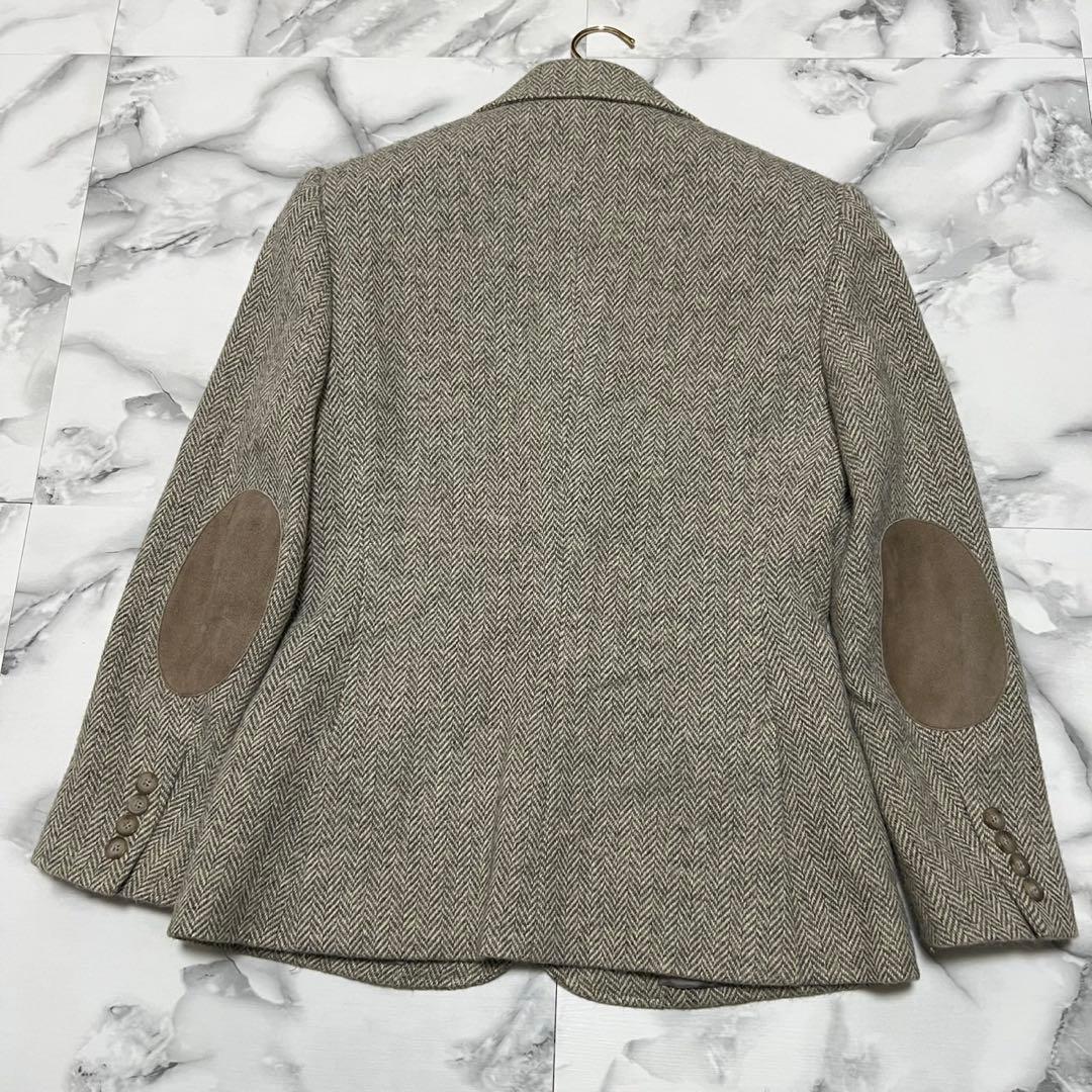 【美品】ラルフローレン　テーラードジャケット　ヘリンボーン アルパカ混 ヤギ革