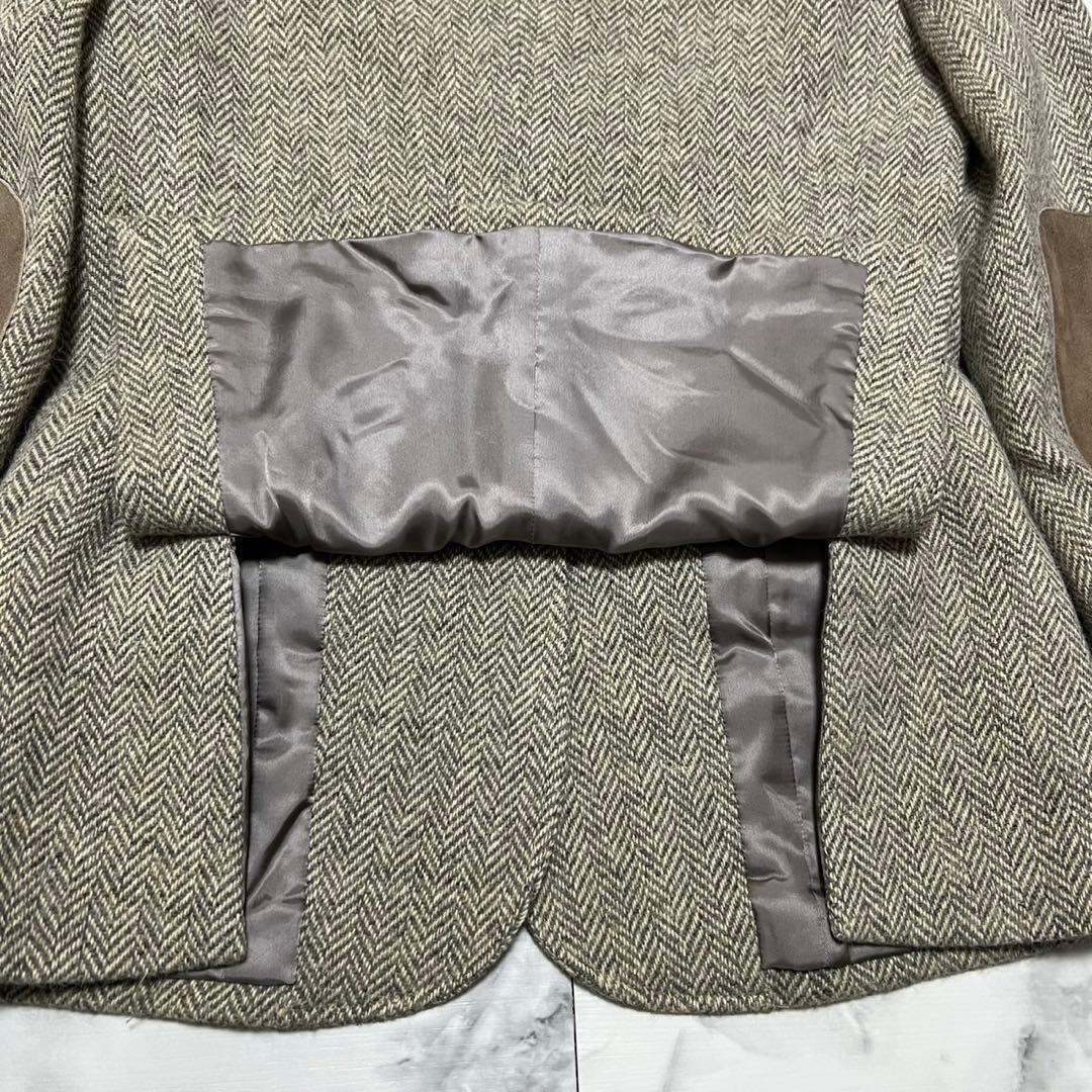 【美品】ラルフローレン　テーラードジャケット　ヘリンボーン アルパカ混 ヤギ革