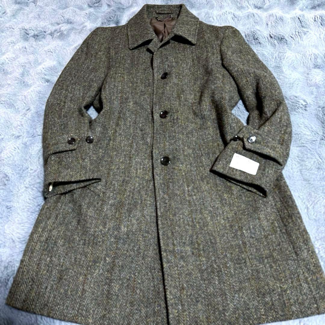 Harris Tweed ウール ミドルコート ヘリンボーン ツイード Mサイズ