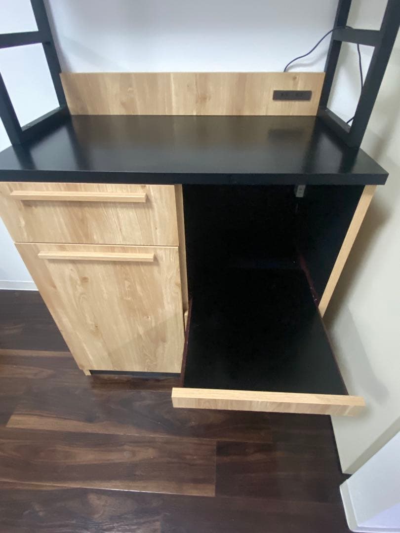 ナチュラルウッド アイアン　レンジボード　食器棚　おしゃれ