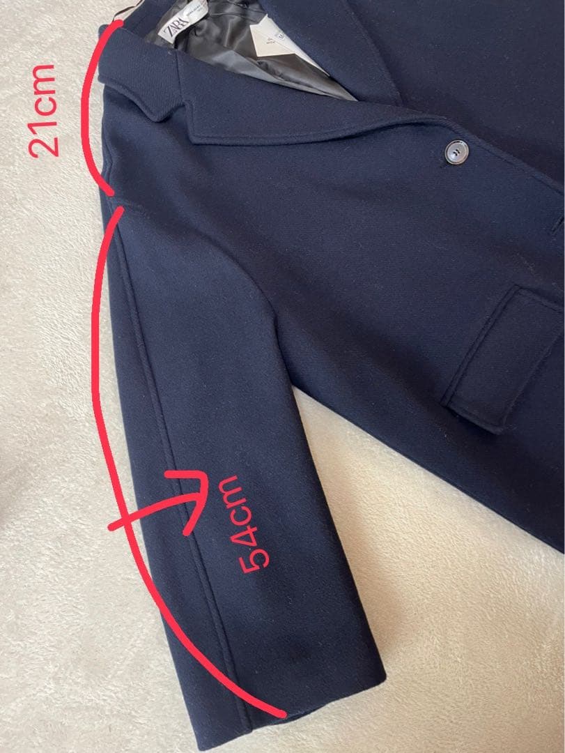 お値下げZARA 　ウールブレンドオーバーコート　ネイビーブルー　M L