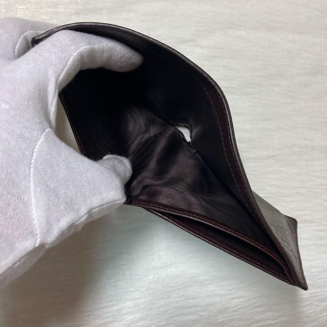 最終値下げ　美品　GUCCI グッチ グッチシマ レザー 二つ折り 財布　茶色