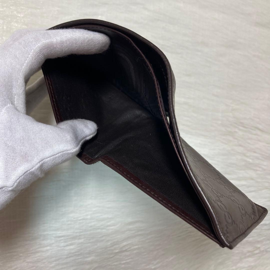 最終値下げ　美品　GUCCI グッチ グッチシマ レザー 二つ折り 財布　茶色