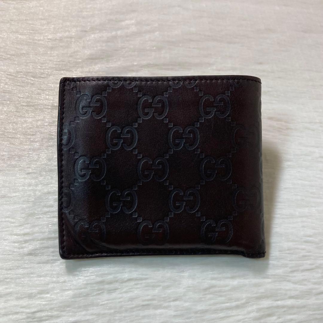 最終値下げ　美品　GUCCI グッチ グッチシマ レザー 二つ折り 財布　茶色