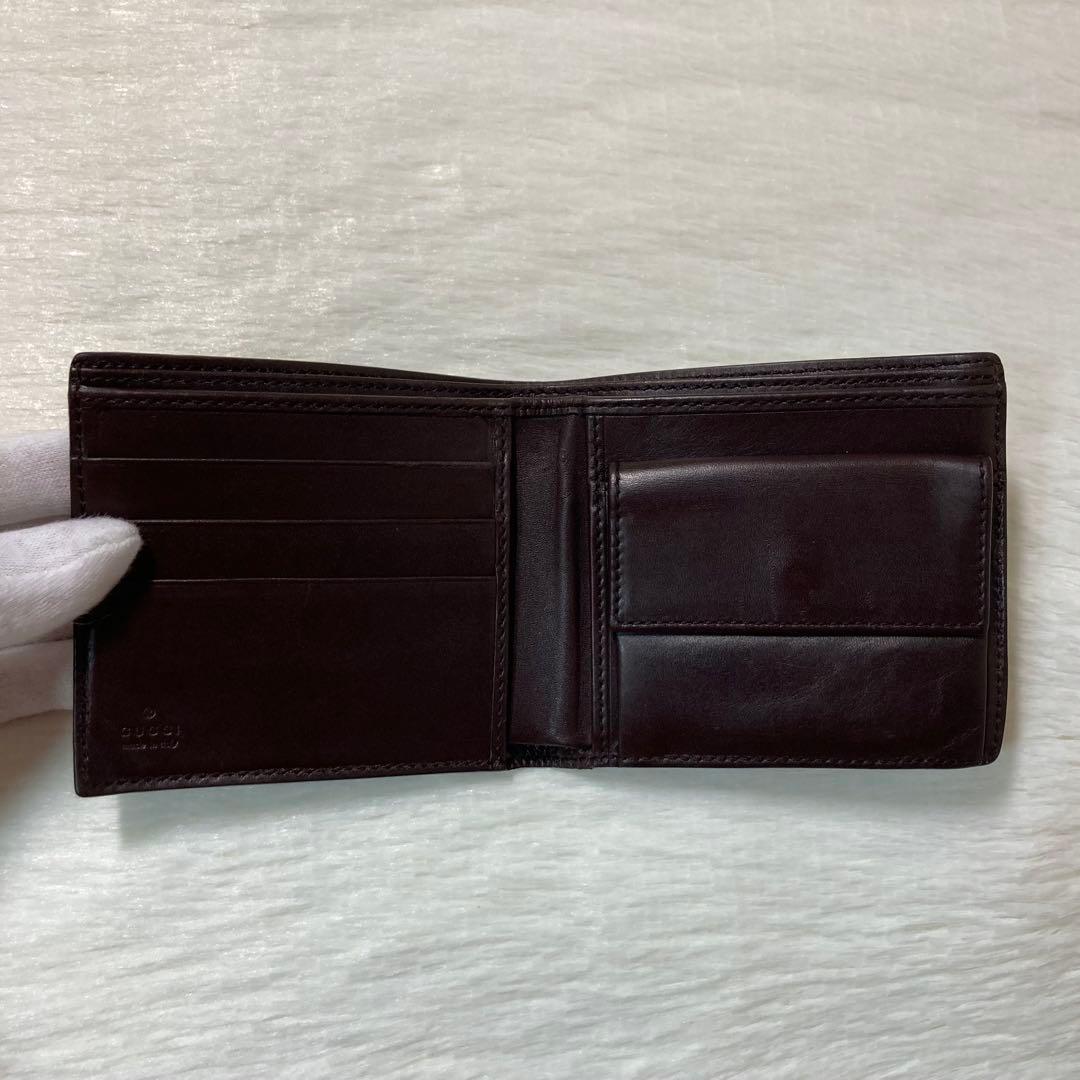 最終値下げ　美品　GUCCI グッチ グッチシマ レザー 二つ折り 財布　茶色