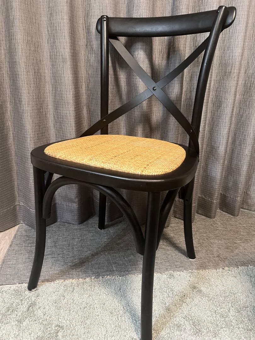 ④クラッシュゲート クロスバック ダイニングチェア ブラック