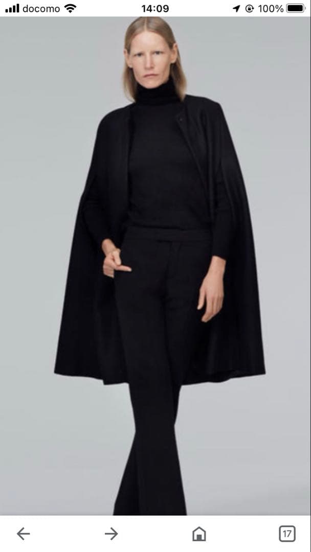 綺麗　ザラ　ZARA マント　ケープ　ブラック　ロング