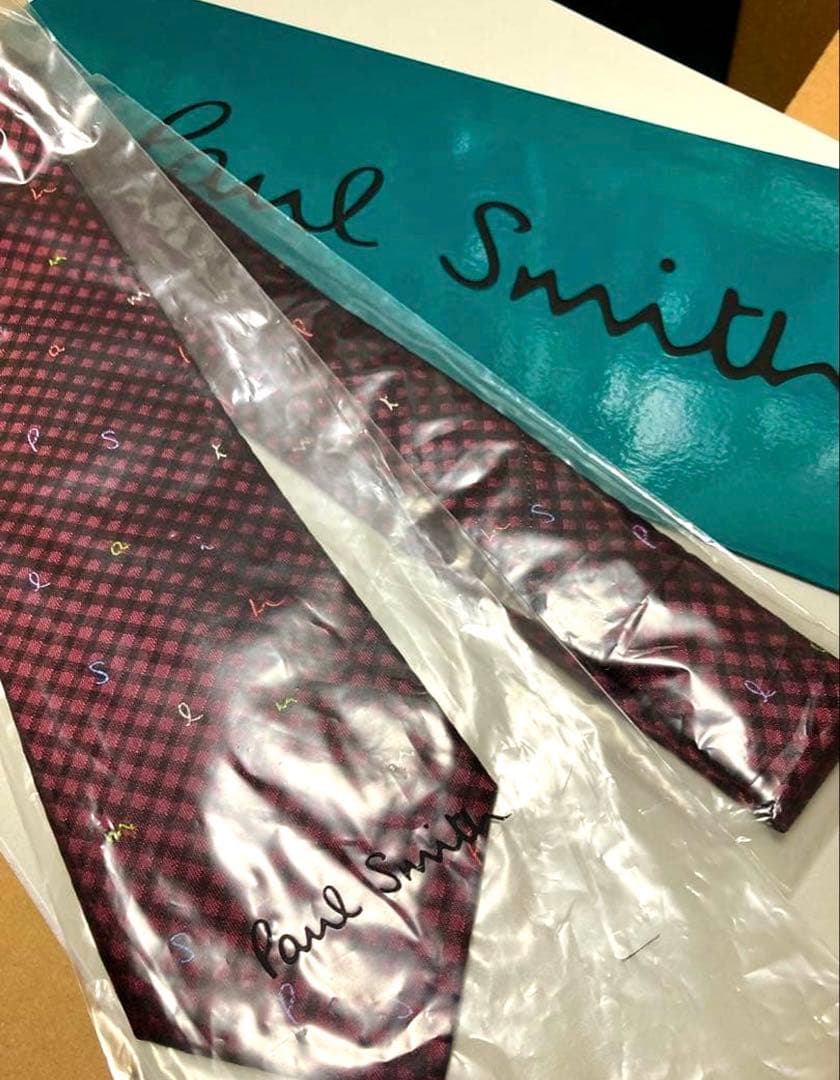 新品　ポールスミス　チェック柄　ネクタイ　成人式　結婚式　オシャレ　メンズ　赤