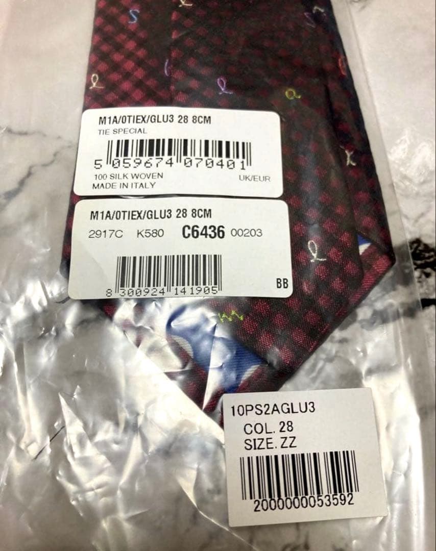 新品　ポールスミス　チェック柄　ネクタイ　成人式　結婚式　オシャレ　メンズ　赤