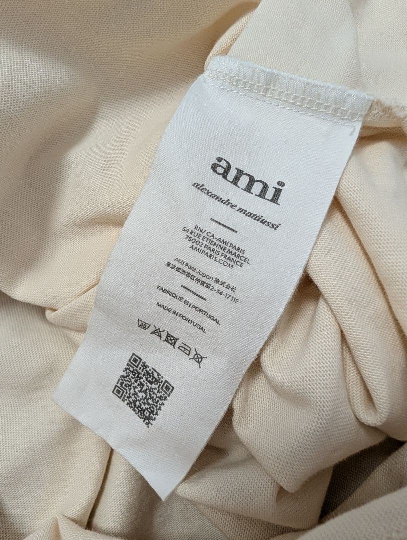 ami paris ハート刺繍 Tシャツ クリーム色 S