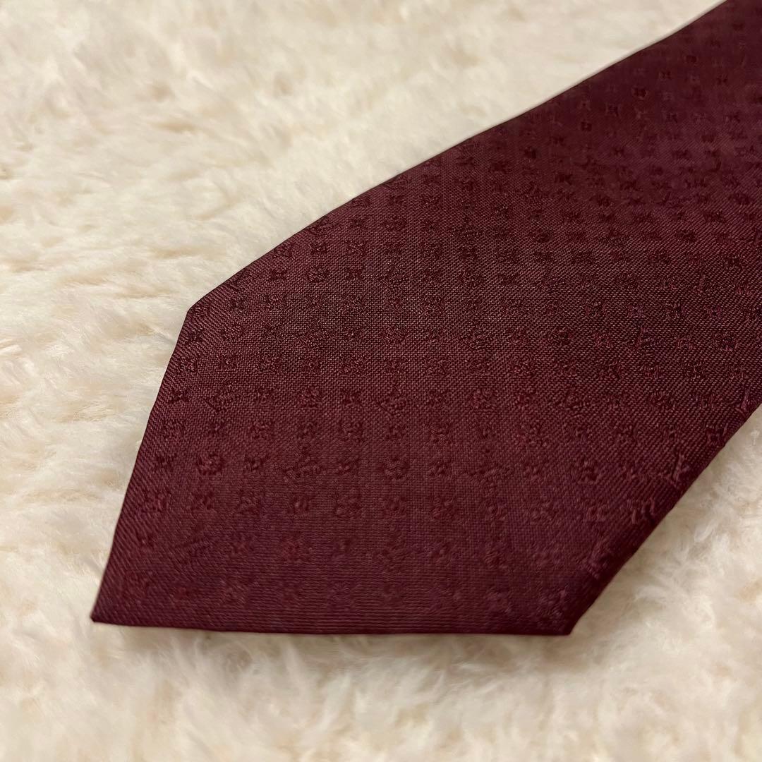 極美品！ 現行品 ルイヴィトン ネクタイ モノグラム ボルドー