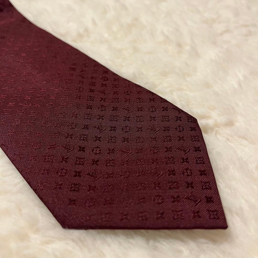 極美品！ 現行品 ルイヴィトン ネクタイ モノグラム ボルドー