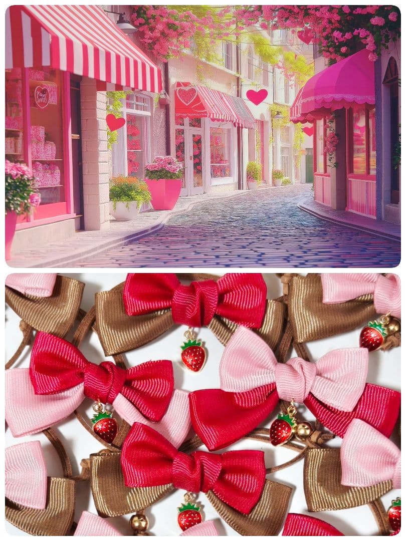 業務用トリミングチョーカー　リボン　バレンタイン　苺　イチゴチョコ　2月　3月