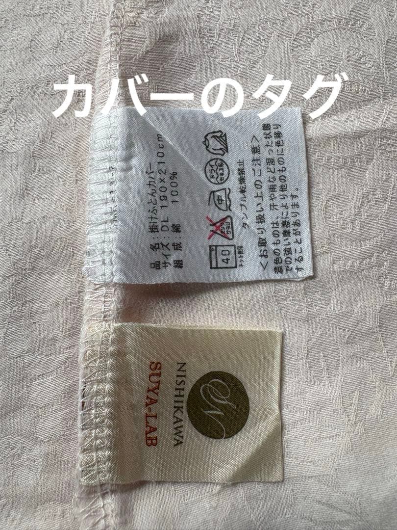 西川の高級ダブル羽毛掛け布団　 カバー付き　詰め物1.7kg 側生地はリヨセル