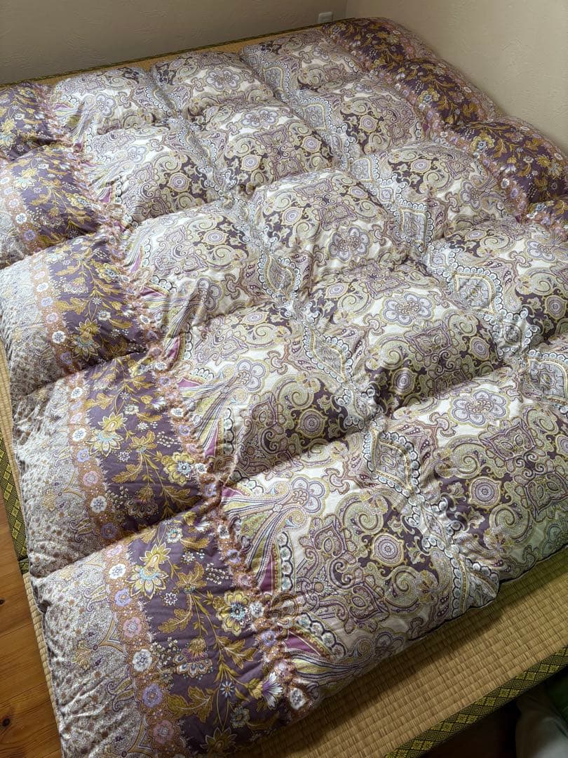 西川の高級ダブル羽毛掛け布団　 カバー付き　詰め物1.7kg 側生地はリヨセル