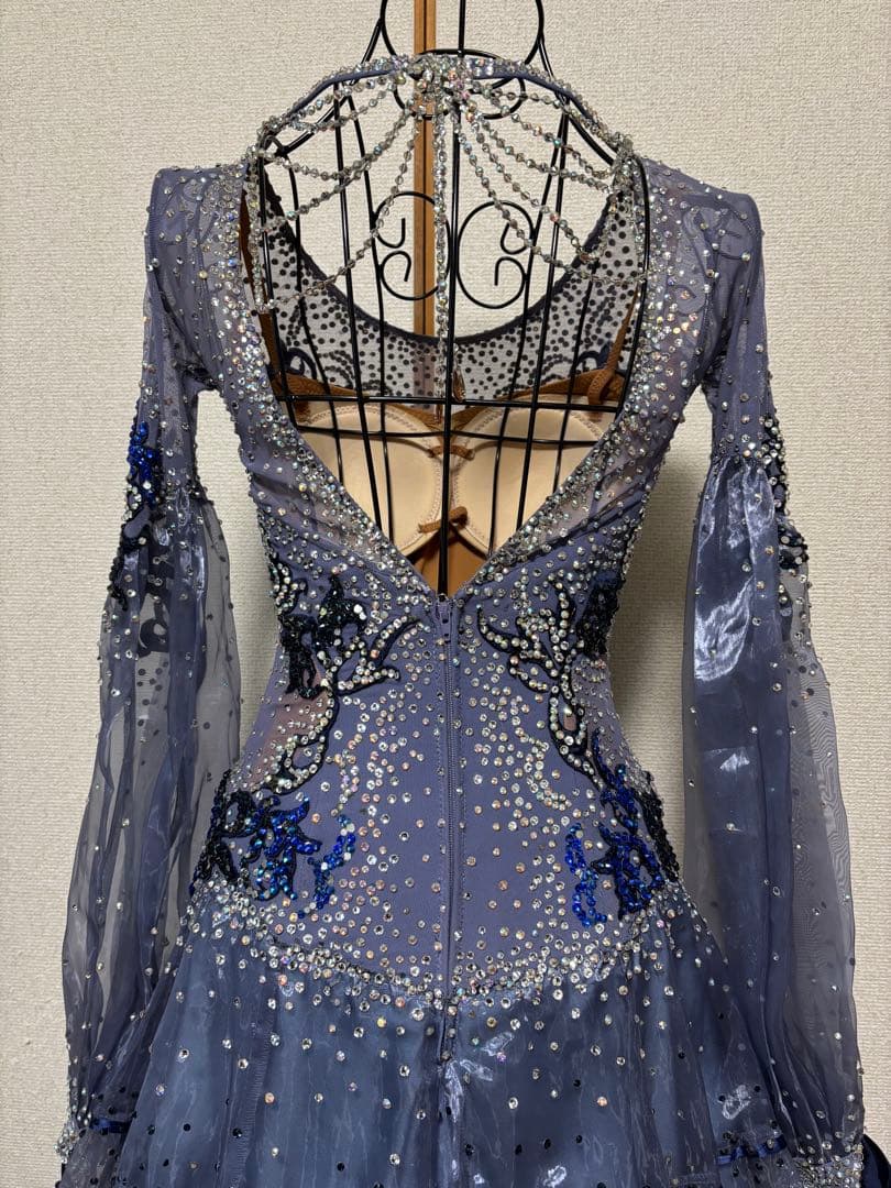 社交ダンスドレス　スタンダード　ブルーグレー