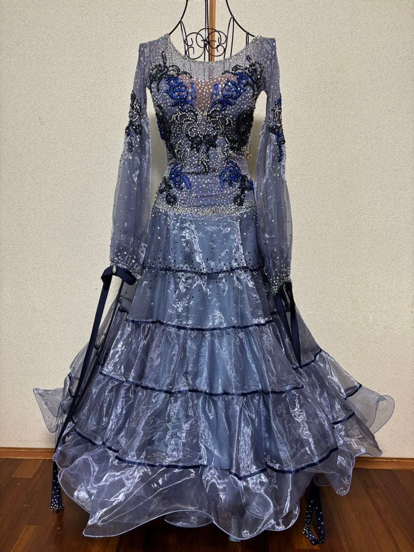 社交ダンスドレス　スタンダード　ブルーグレー