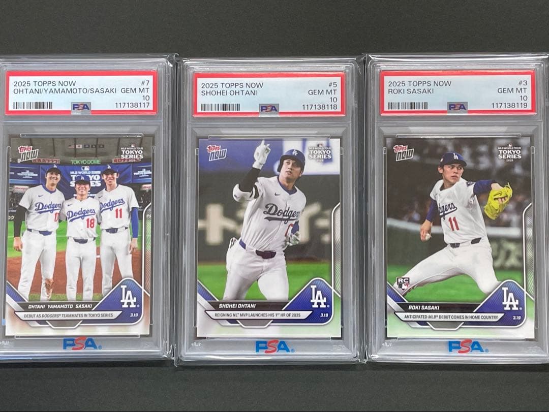 3連番2025TOPPS 大谷翔平　山本由伸　佐々木朗希東京シリーズ 超希少