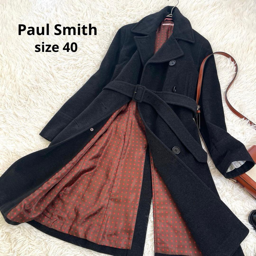 ポールスミス アンゴラ ウール ダブル ベルト付き ベルト付き ドット裏地 40
