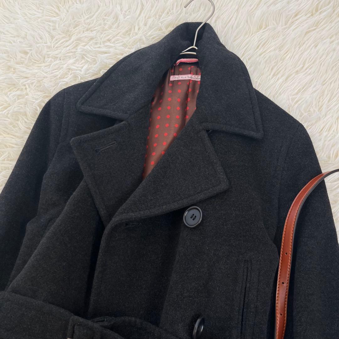 ポールスミス アンゴラ ウール ダブル ベルト付き ベルト付き ドット裏地 40