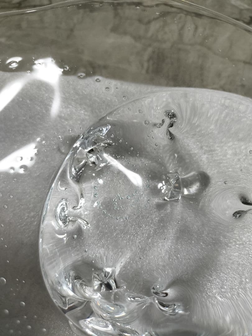 【未使用】杉江 智 クリアガラス製器 ３点セット 水色の気泡