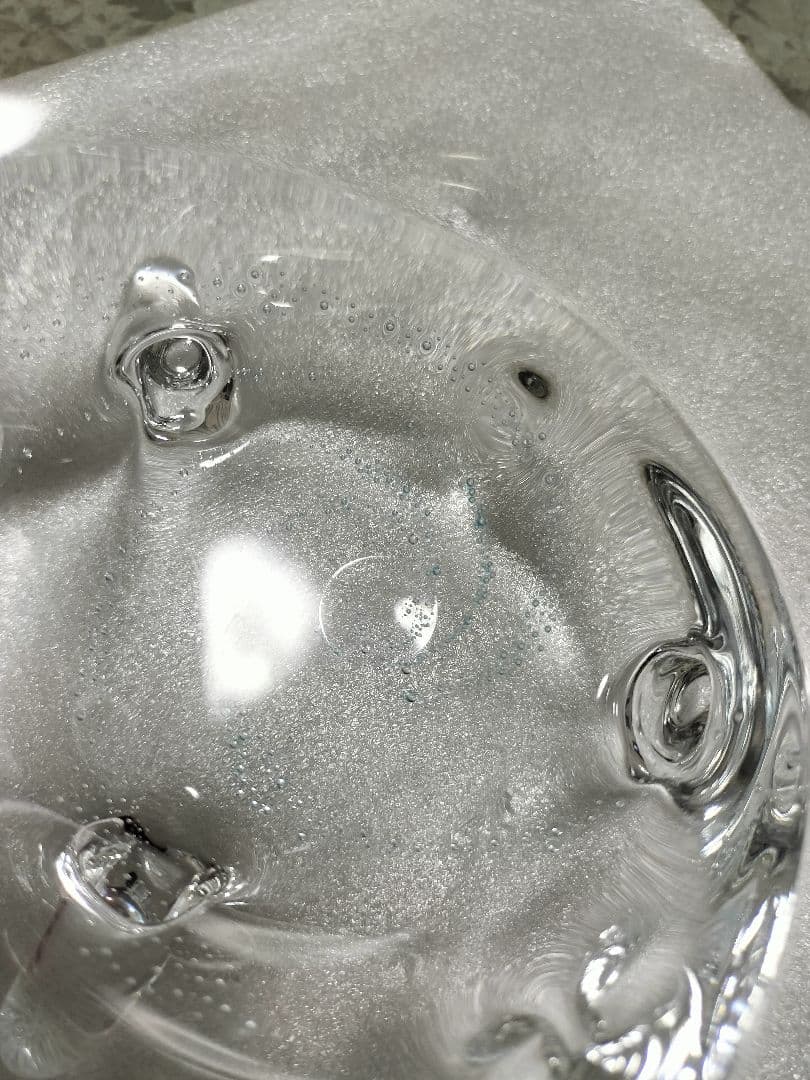 【未使用】杉江 智 クリアガラス製器 ３点セット 水色の気泡