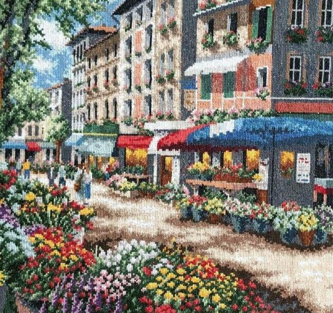 新品　ハンドメイド　クロスステッチ　完成品　大判　14ct　【バリの花市】