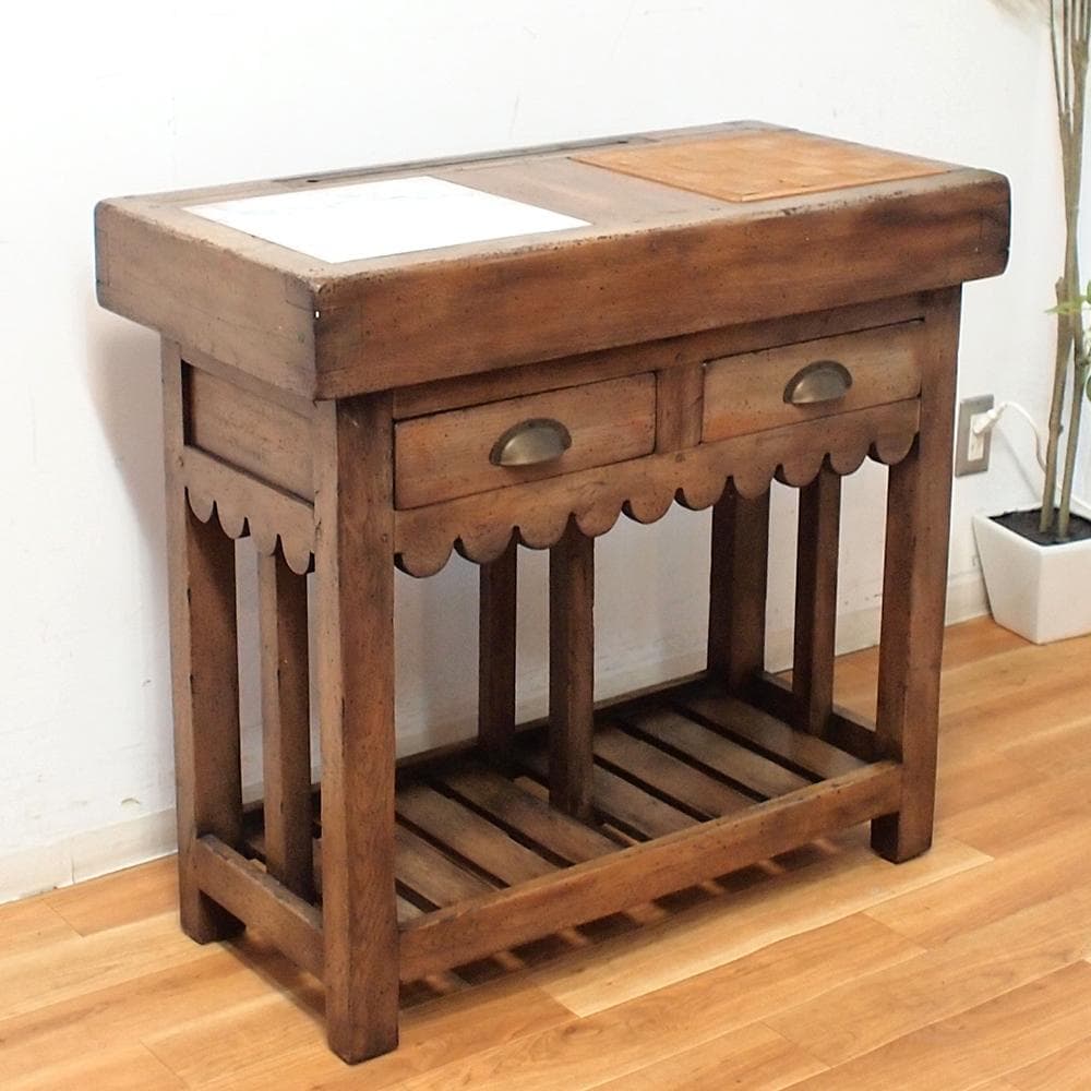 アンティーク キッチンカウンター 調理台 引き出し コンソールテーブル