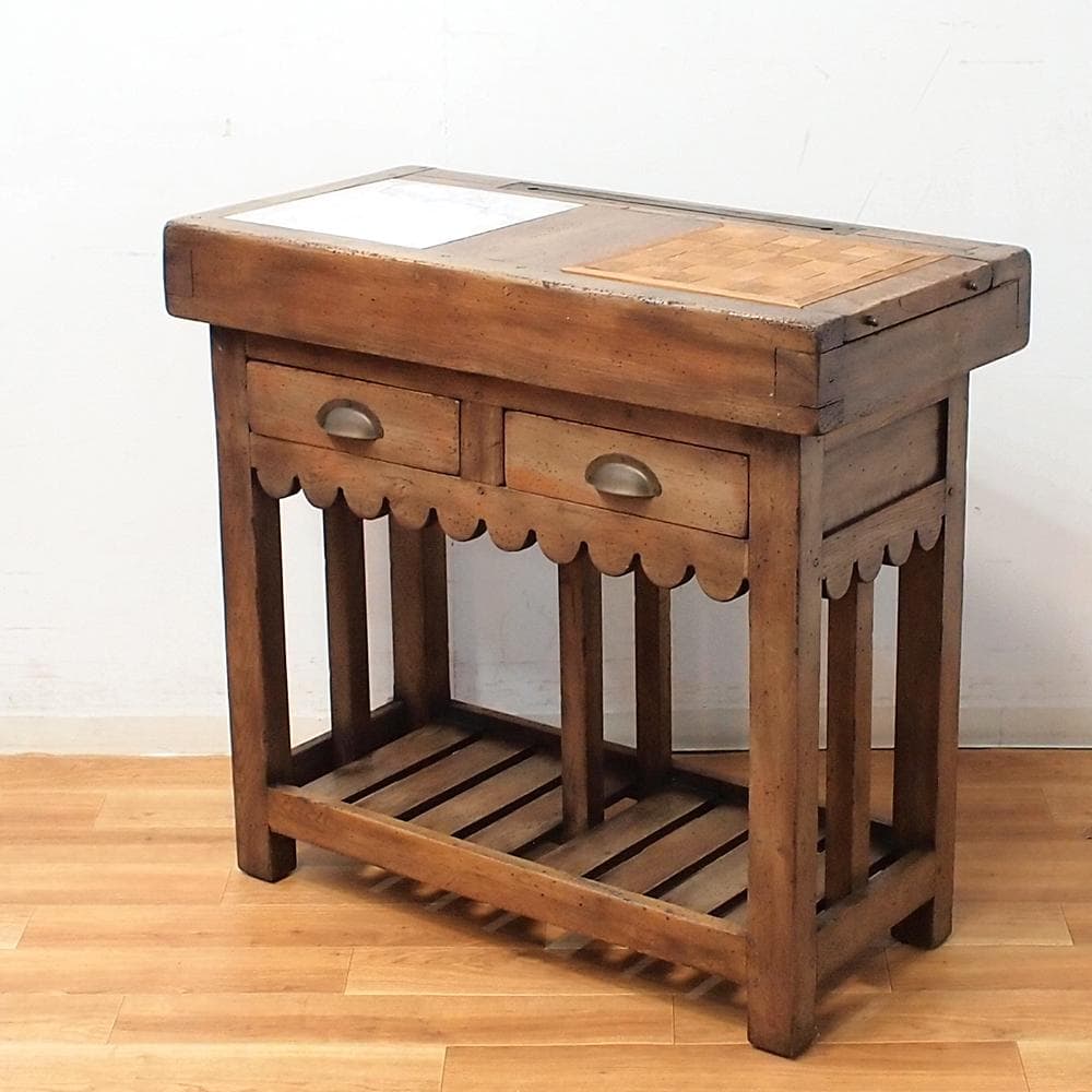 アンティーク キッチンカウンター 調理台 引き出し コンソールテーブル