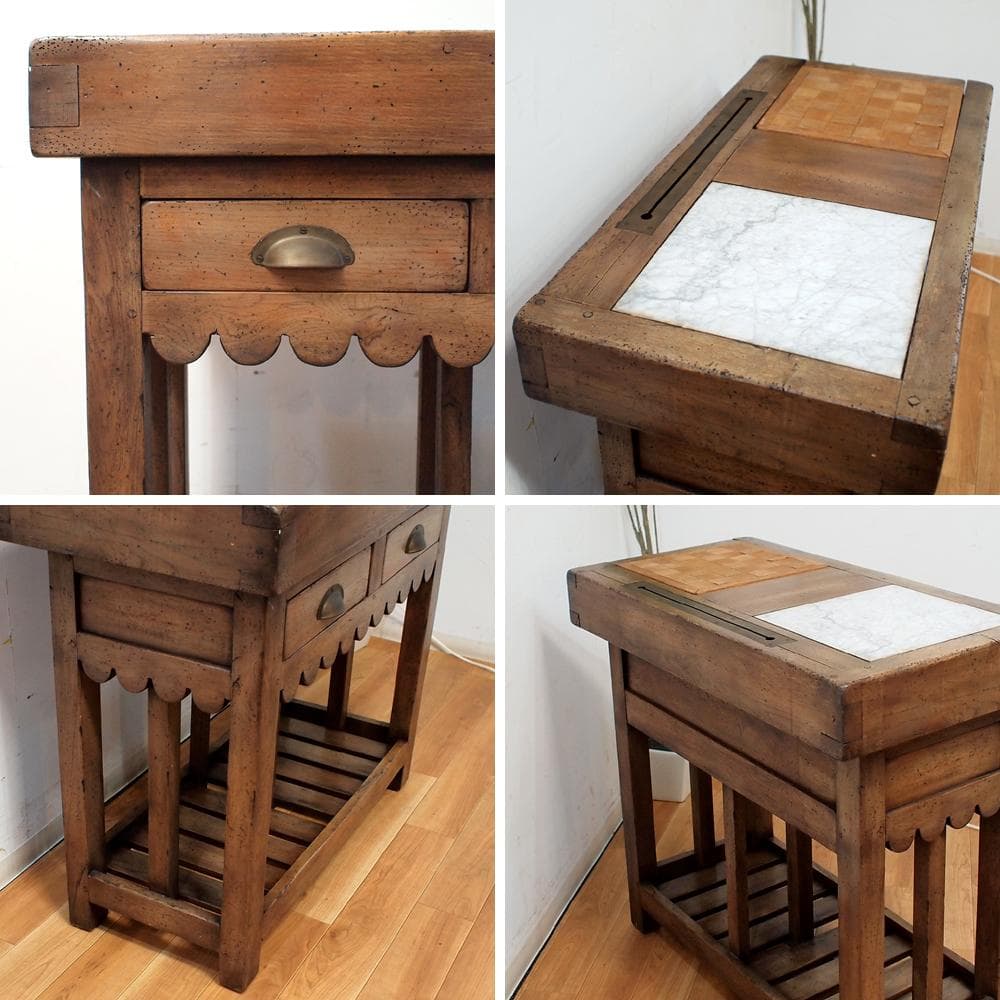 アンティーク キッチンカウンター 調理台 引き出し コンソールテーブル