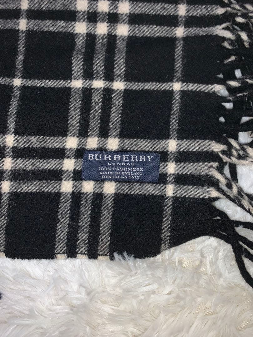 希少！BURBERRY チェック柄マフラー　 両フリンジ　カシミア100%