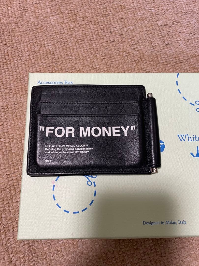 off-white 黒 レザー マネークリップ