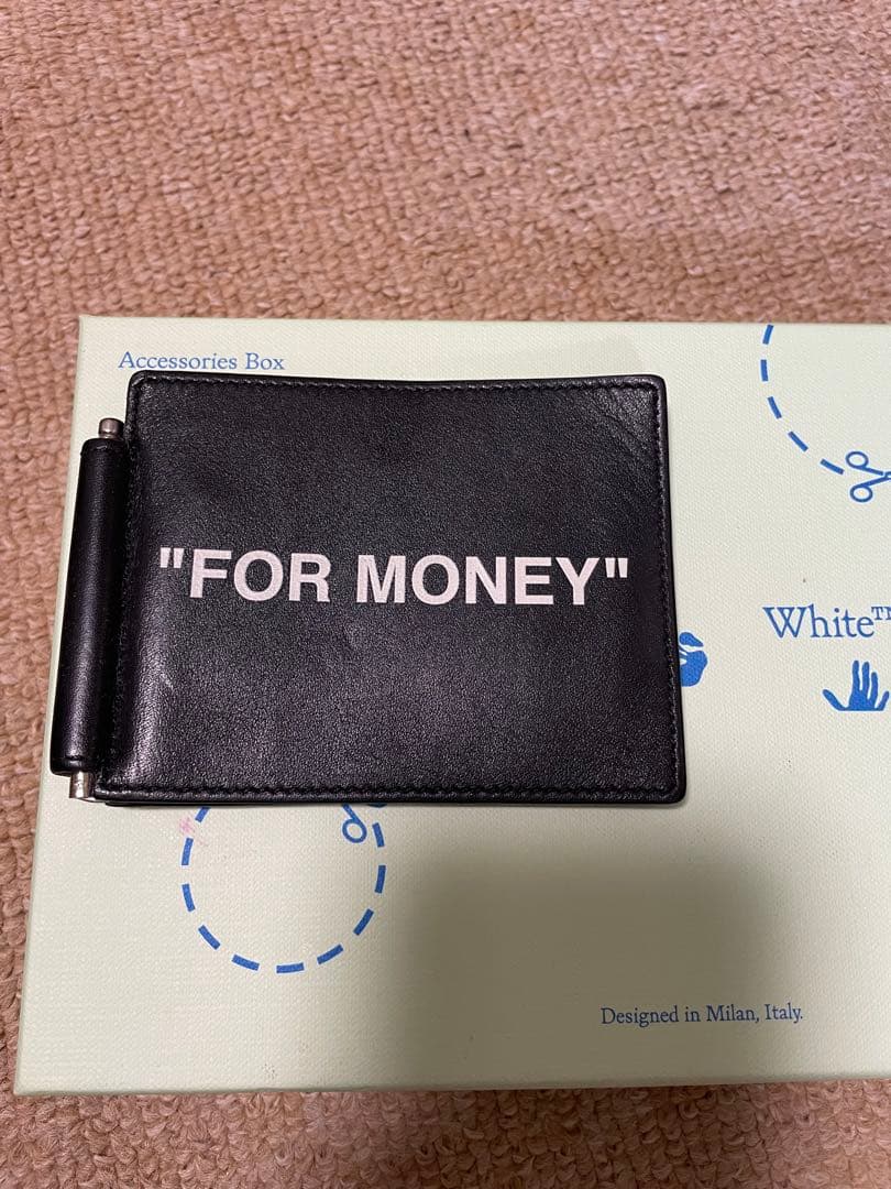 off-white 黒 レザー マネークリップ
