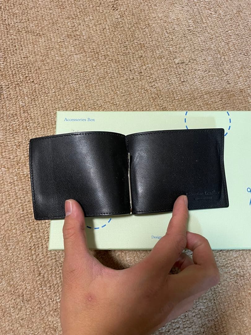 off-white 黒 レザー マネークリップ